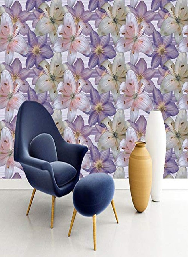WallDaddy Wallpaper Self Adhesive Purple Flower Size (300x45) CM for Bedroom/Livingroom/Bathroom/Kitchen/Kidsroom/Office/Doors/Wall etc. - Image 5